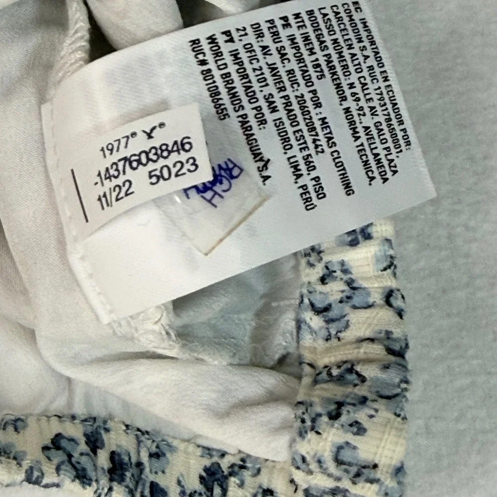 American Eagle Women One Shoulder Crop Top S Blue Floral Smocked 035-2351-5023